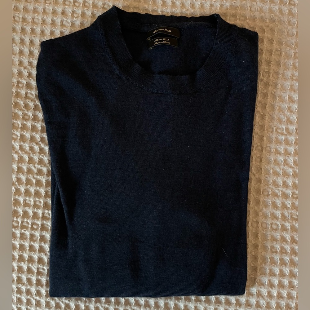 Massimo Dutti Blue Wool Crewneck Sweater – Size M